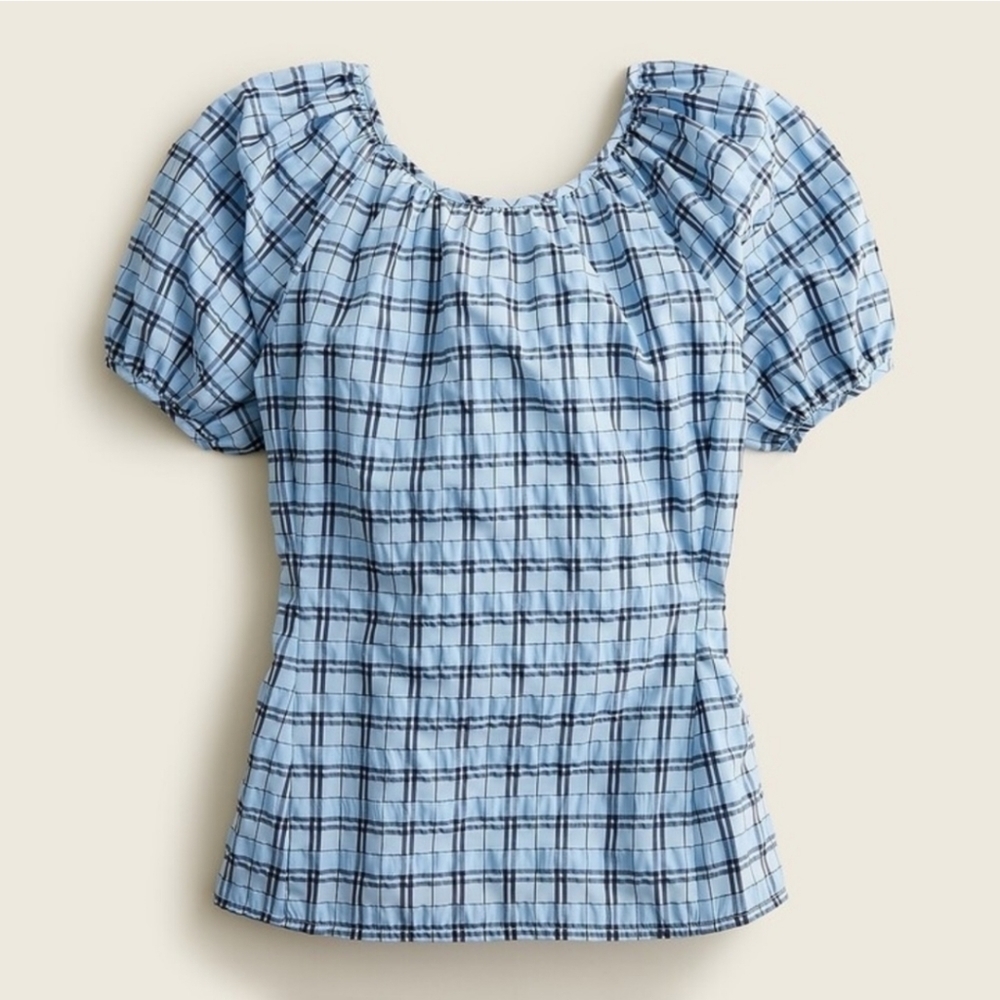 J. Crew plaid seersucker blouse